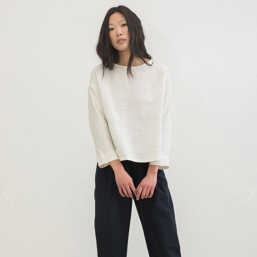 Elizabeth Suzann Parabola Top in Ivory Linen